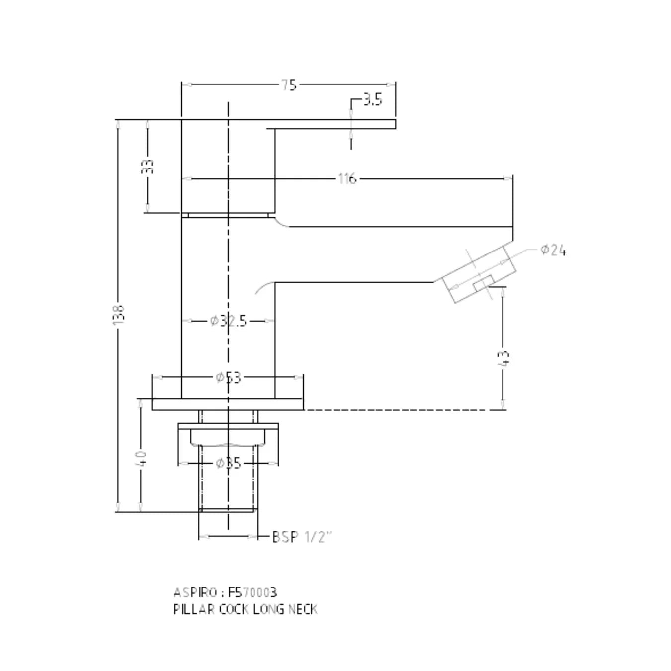 Hindware Table Mounted Regular Basin Tap Aspiro F570003 - Chrome