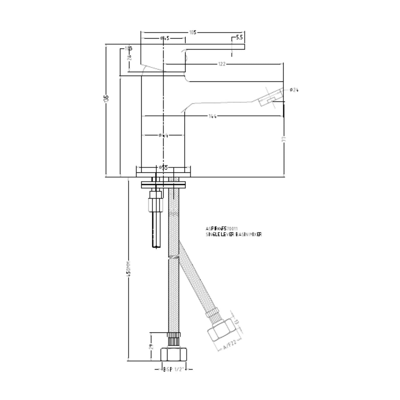 Hindware Table Mounted Regular Basin Mixer Elegance F570011 - Chrome