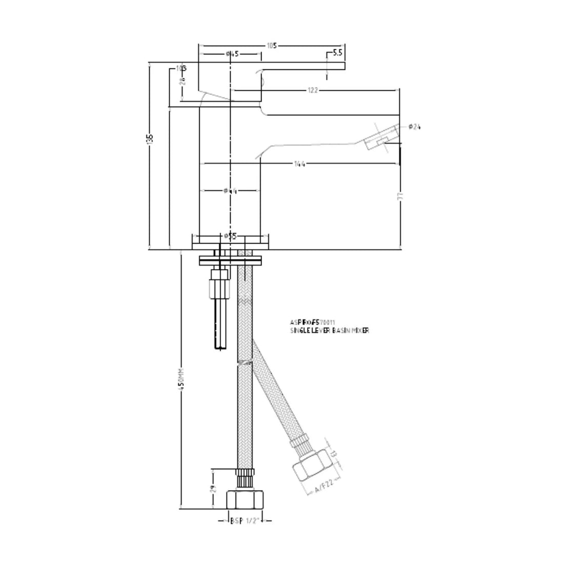 Hindware Table Mounted Regular Basin Mixer Elegance F570011 - Chrome
