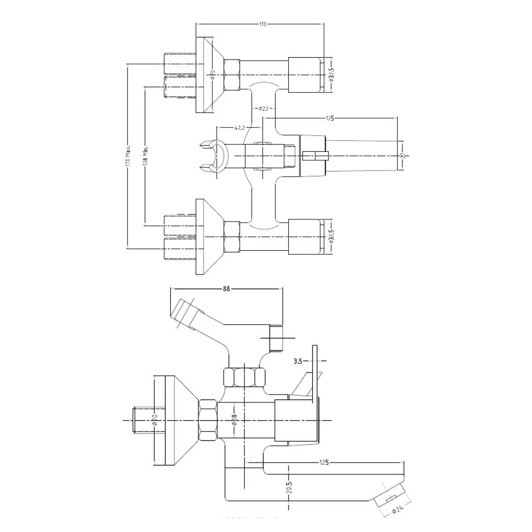 Hindware 2 Way Wall Mixer Aspiro F570018 - Chrome Finish