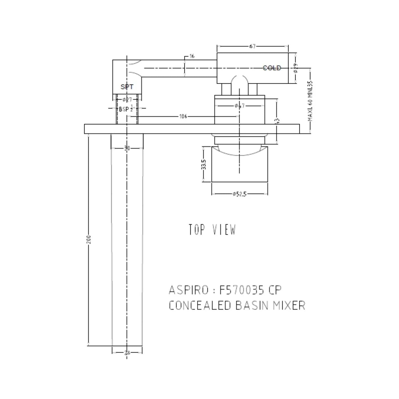 Hindware Wall Mounted Basin Mixer Aspiro F570035 - Chrome