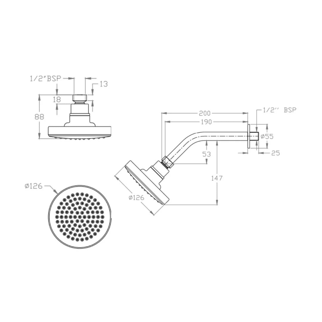 Cera Single Flow Overhead Shower F7010212AB - Chrome