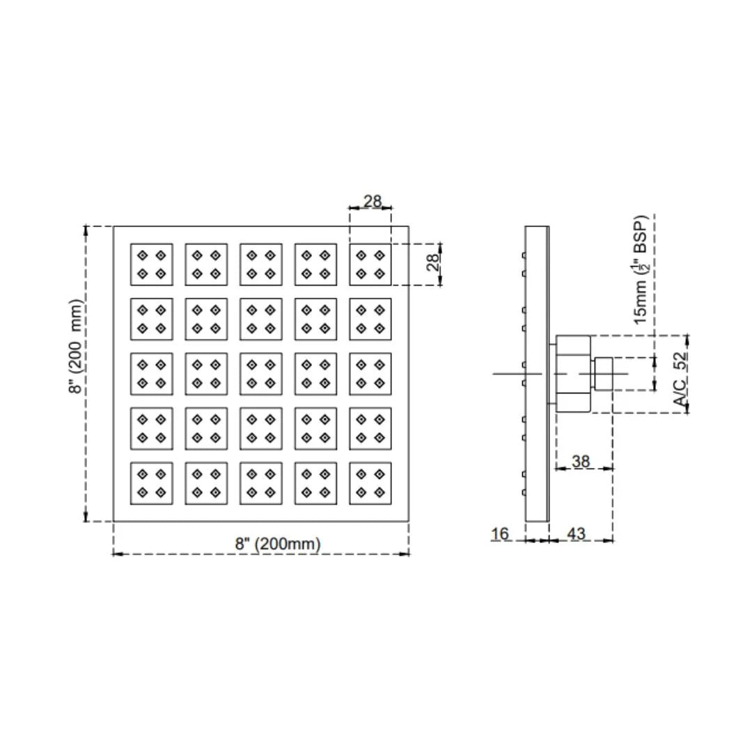 Cera Single Flow Overhead Shower F7010502AB - Chrome