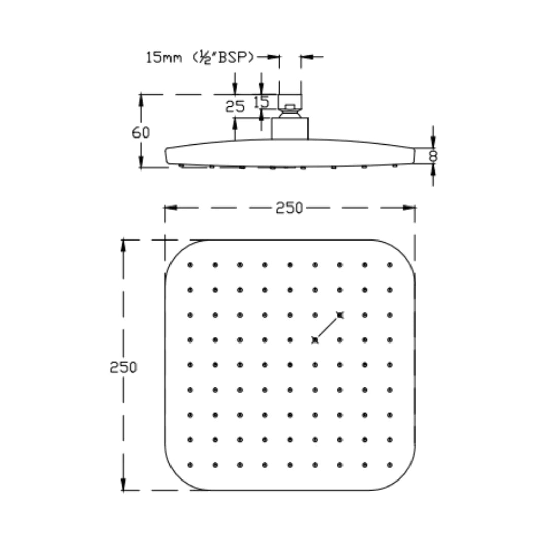 Cera Single Flow Overhead Shower F7010514AB - Chrome