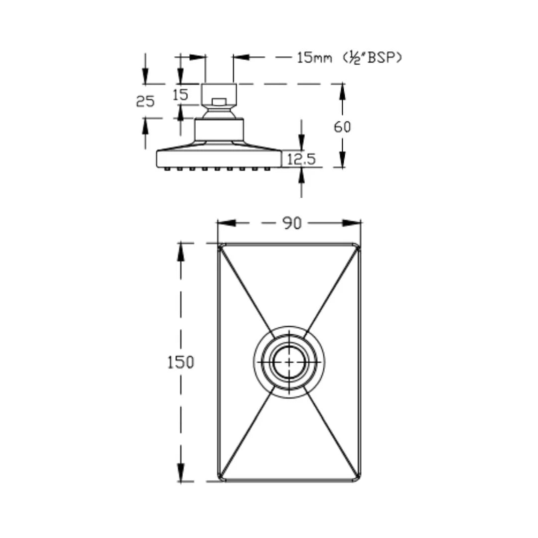 Cera Single Flow Overhead Shower F7010518AB - Chrome