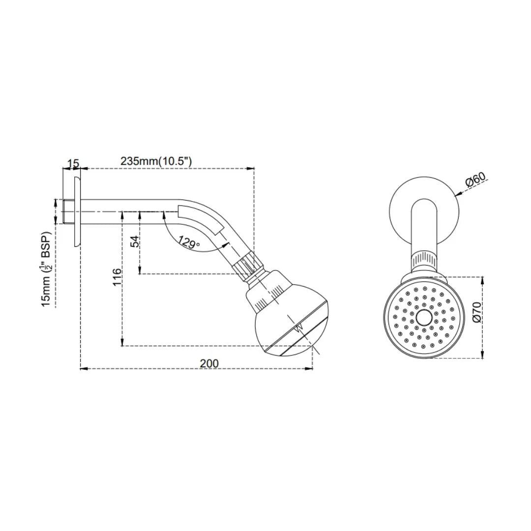 Cera Single Flow Overhead Shower F7020103AB - Chrome