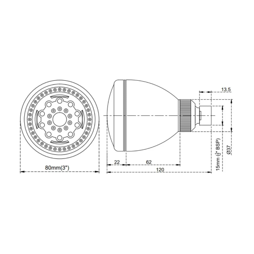 Cera Multi Flow Overhead Shower F7020301AB - Chrome