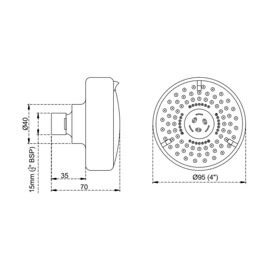 Cera Multi Flow Overhead Shower F7020304AB - Chrome