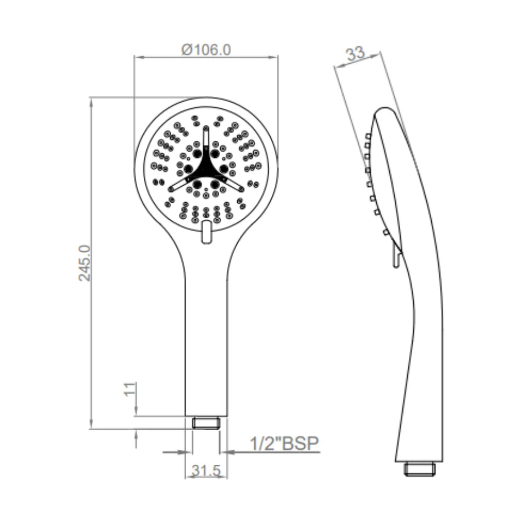Cera Multi Flow Hand Shower F7030312AB - Chrome
