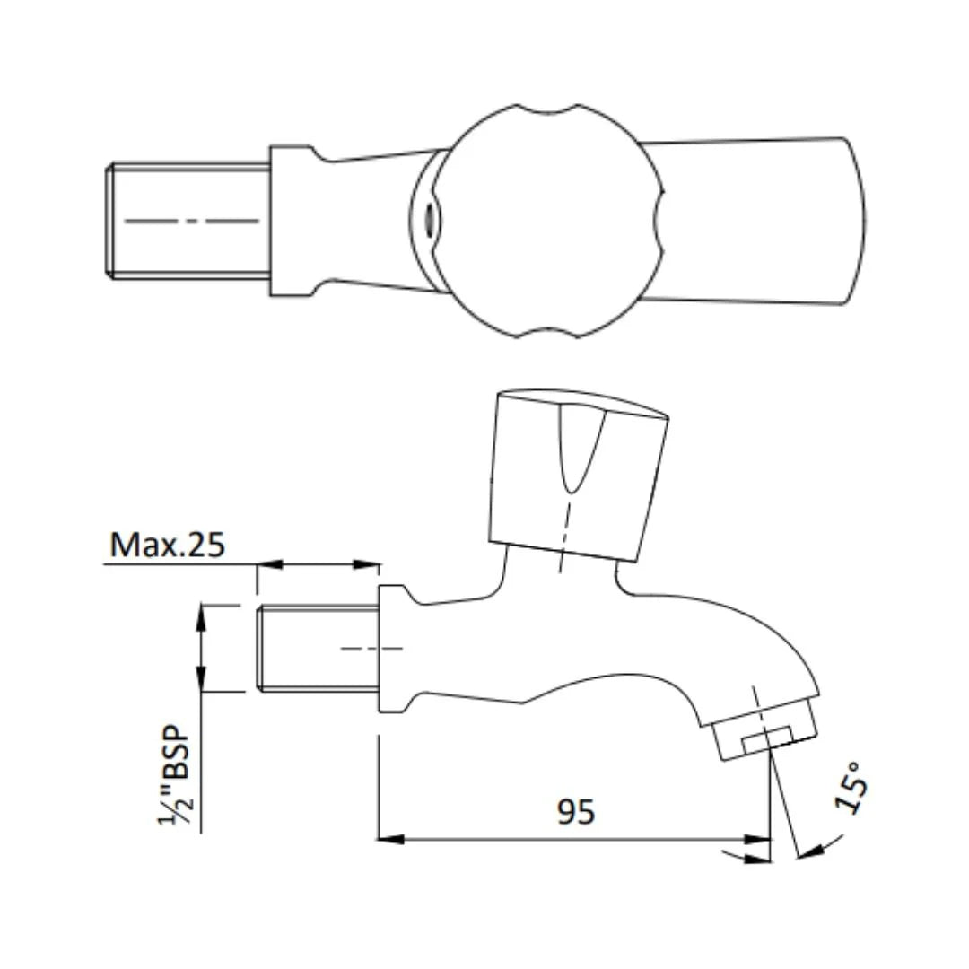 Hindware WC Area Bib Tap Contessa Neo F730003 - Chrome