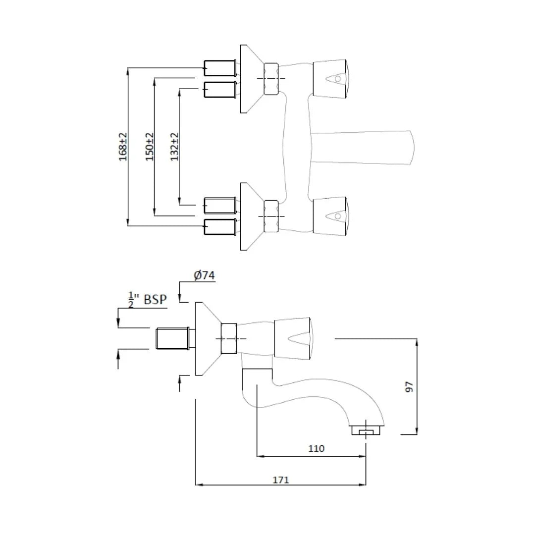 Hindware 1 Way Wall Mixer Contessa Neo F730016 - Chrome Finish