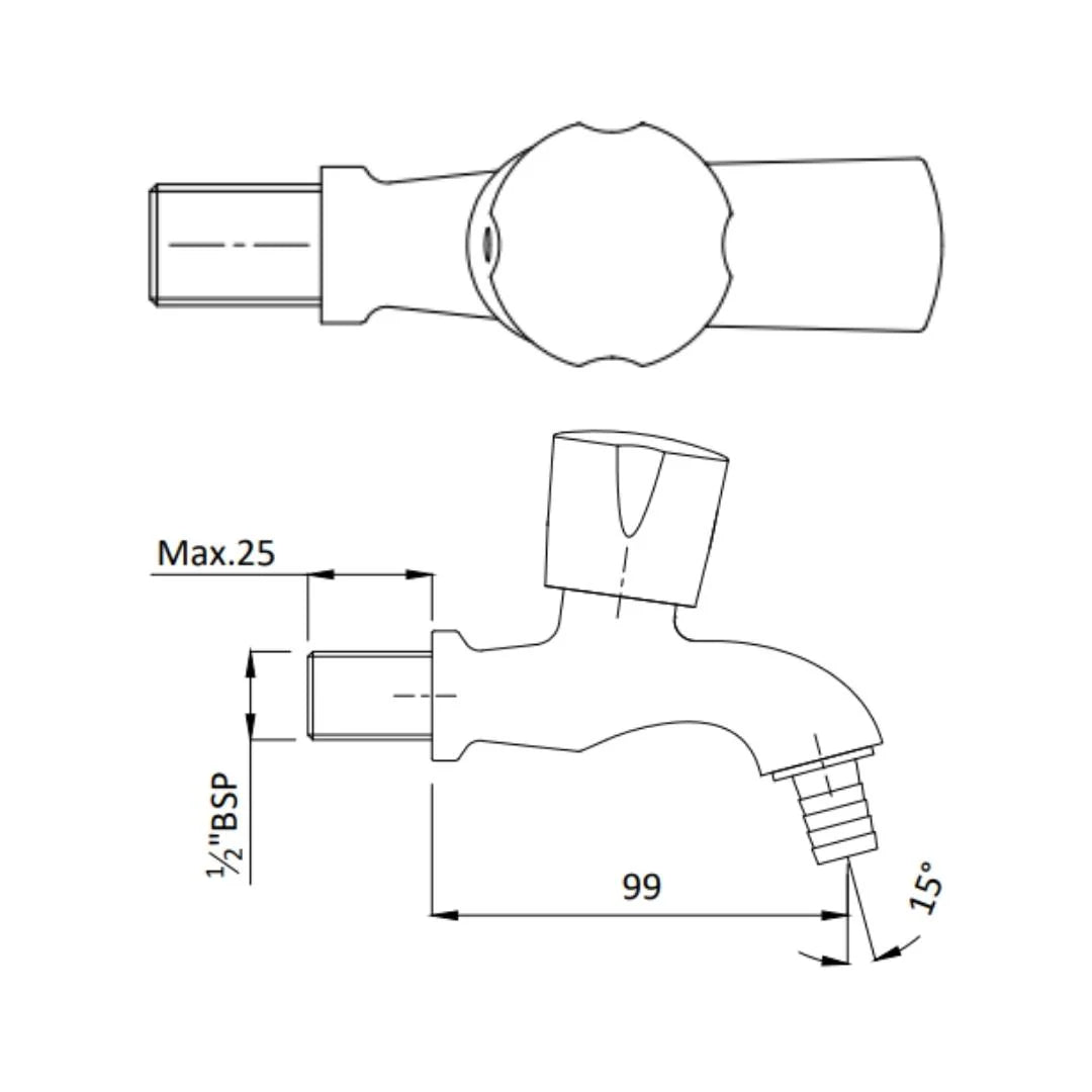 Hindware WC Area Bib Tap Contessa Neo F730040 - Chrome