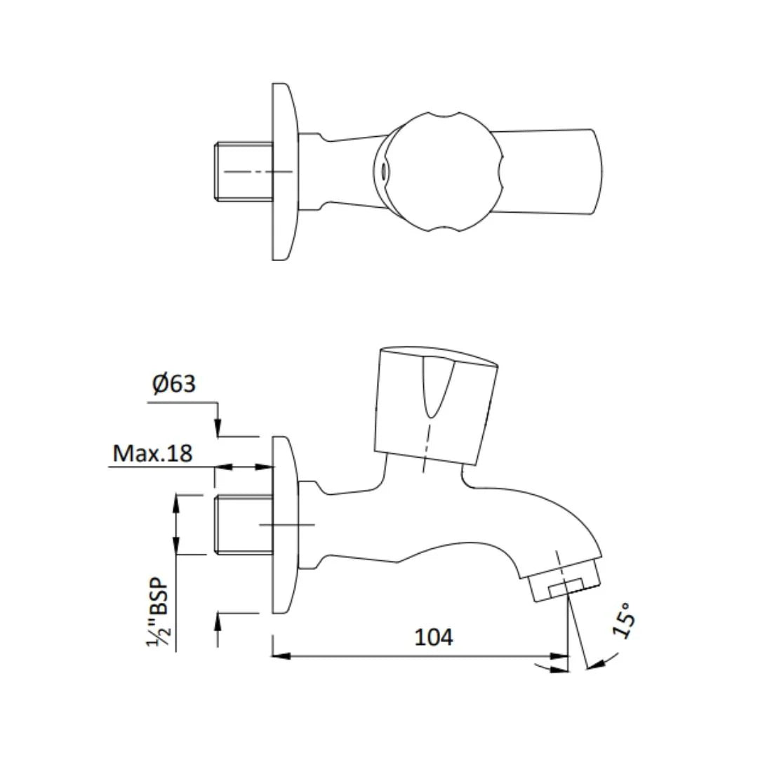 Hindware WC Area Bib Tap Contessa Neo F730041 - Chrome