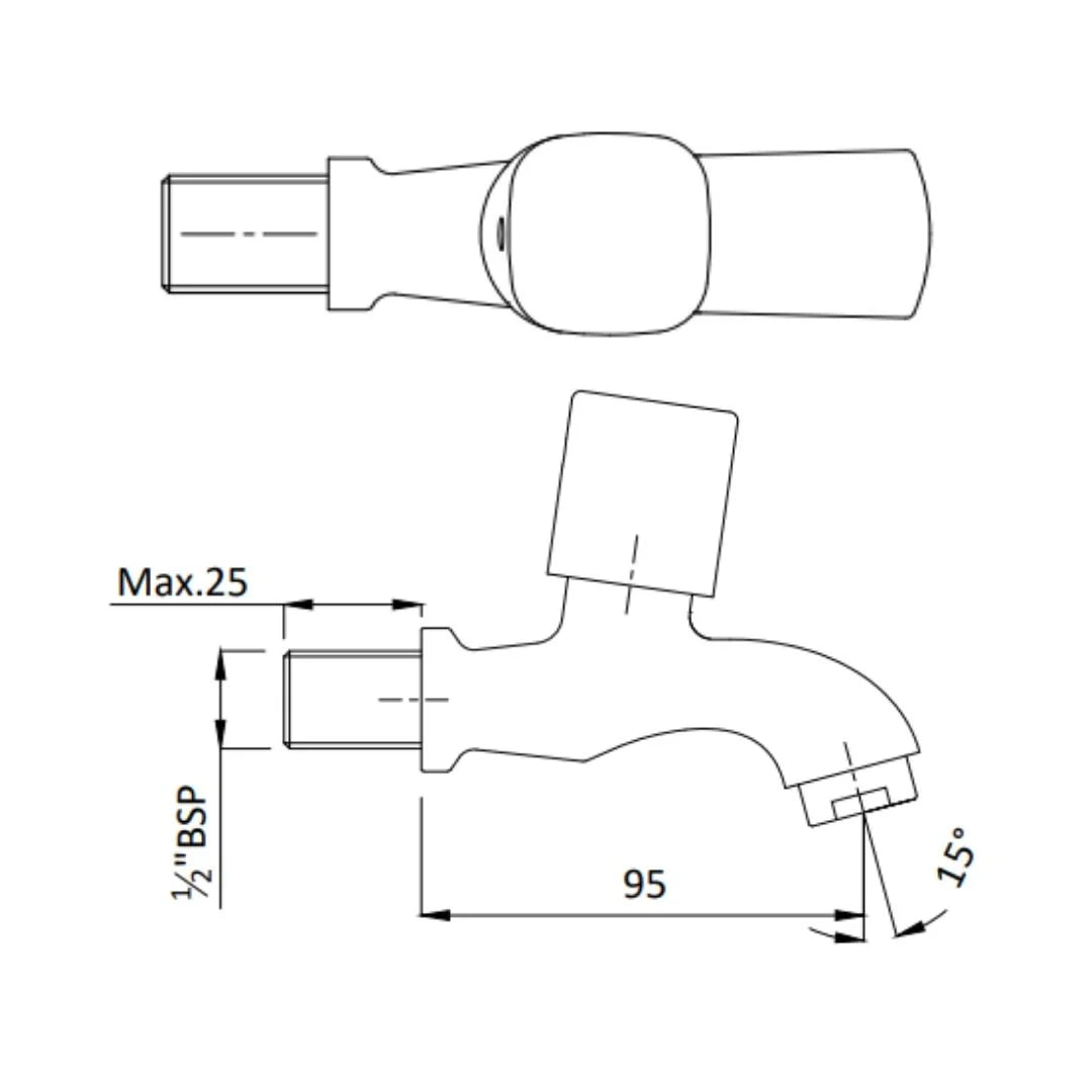 Hindware WC Area Bib Tap Dove F740003 - Chrome