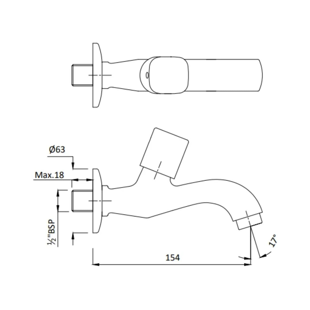 Hindware WC Area Bib Tap Dove F740011 - Chrome