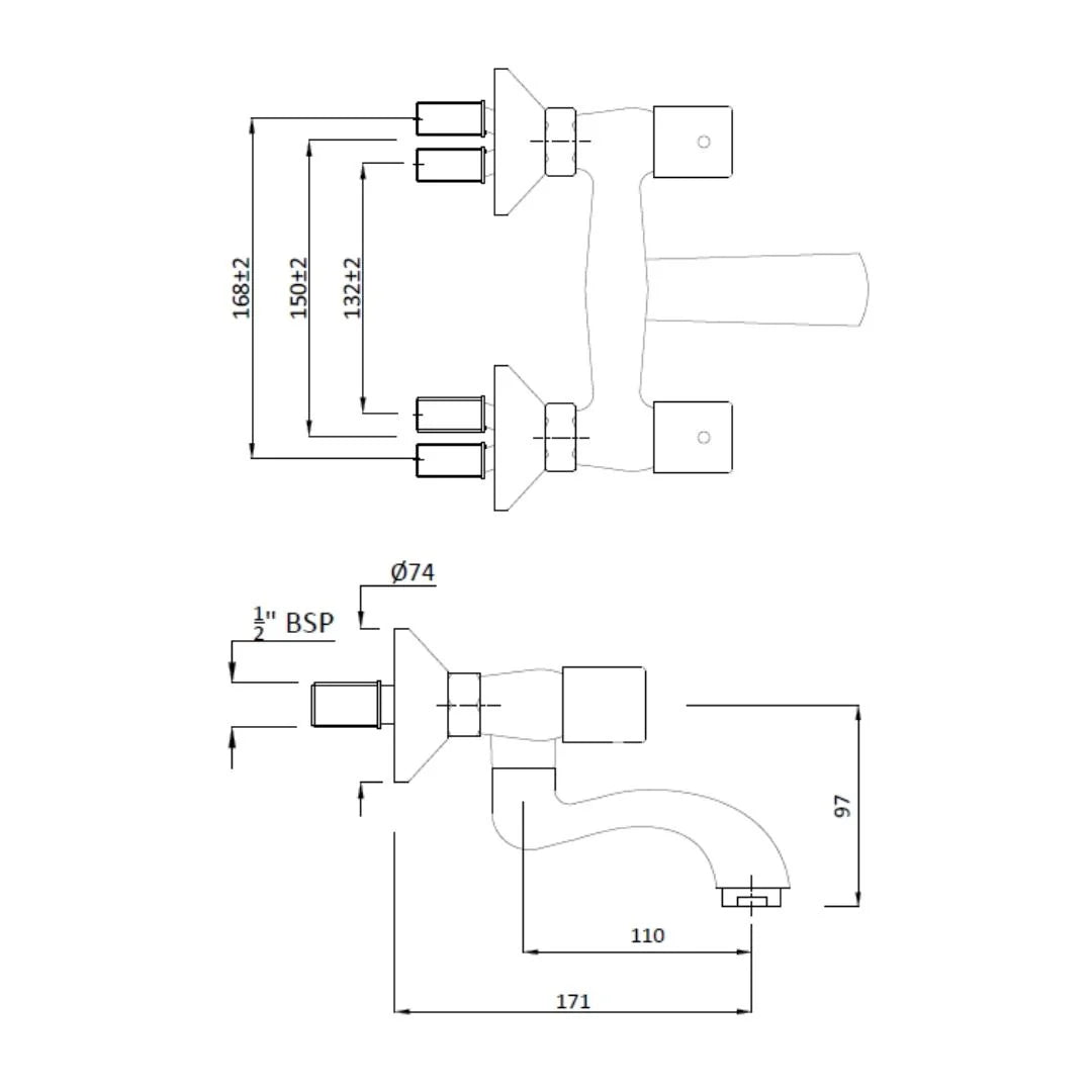 Hindware 1 Way Wall Mixer Dove F740019 - Chrome Finish
