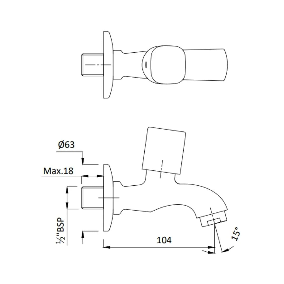 Hindware WC Area Bib Tap Dove F740041 - Chrome