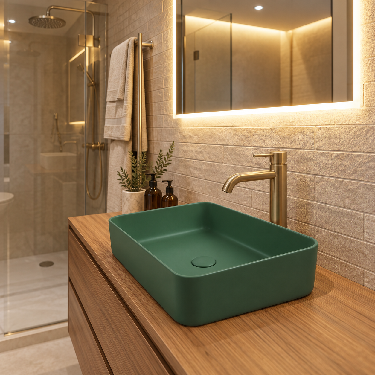 SCUBA MELAMINE BASIN SERIES WASH BASIN 18X13 INCHES SC-9535 DGM-DEEP GREEN MATT