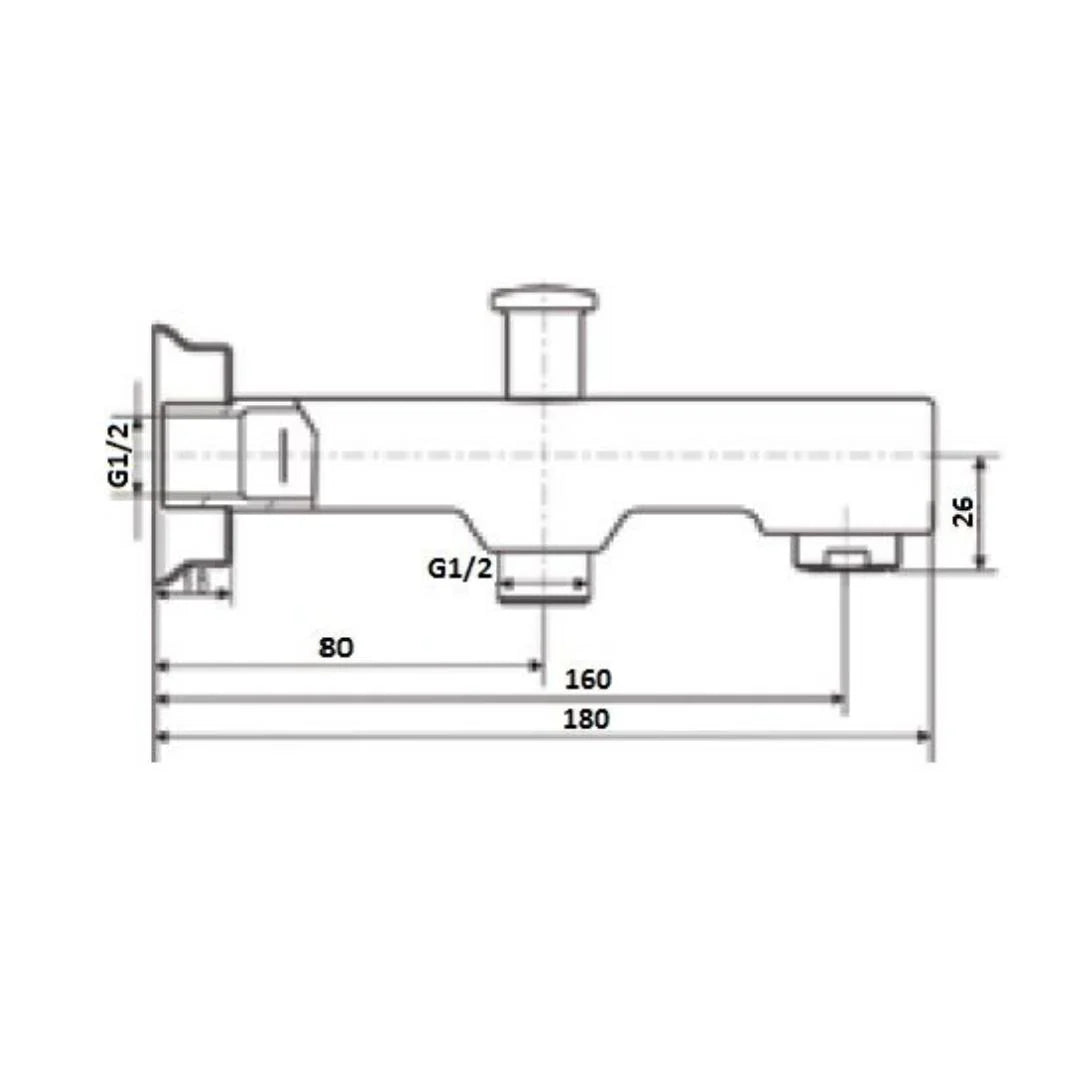 American Standard Wall Mounted Spout Rectangle FF1-CN521X00000461 - Chrome