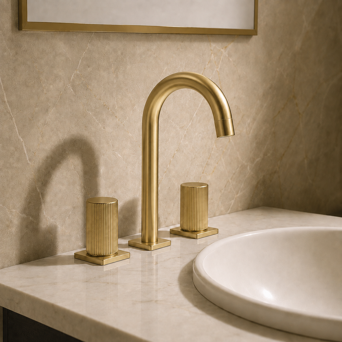SERVEO PEBBLE SERIES DUCK MOUNTED BASIN MIXER SV6301-BRUSH GOLD