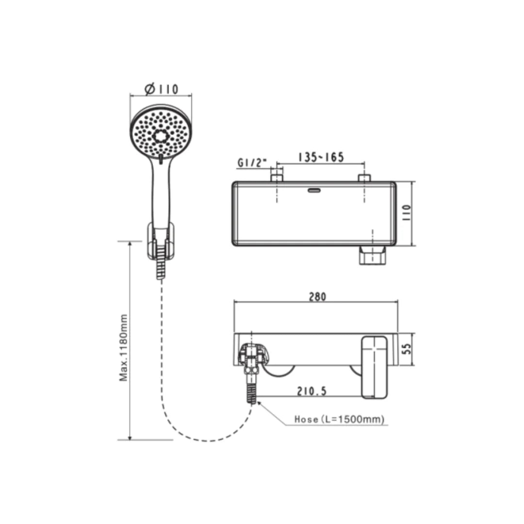 American Standard 1 Way Wall Mixer Acacia E FFAS1312-701500BF0 - Chrome Finish