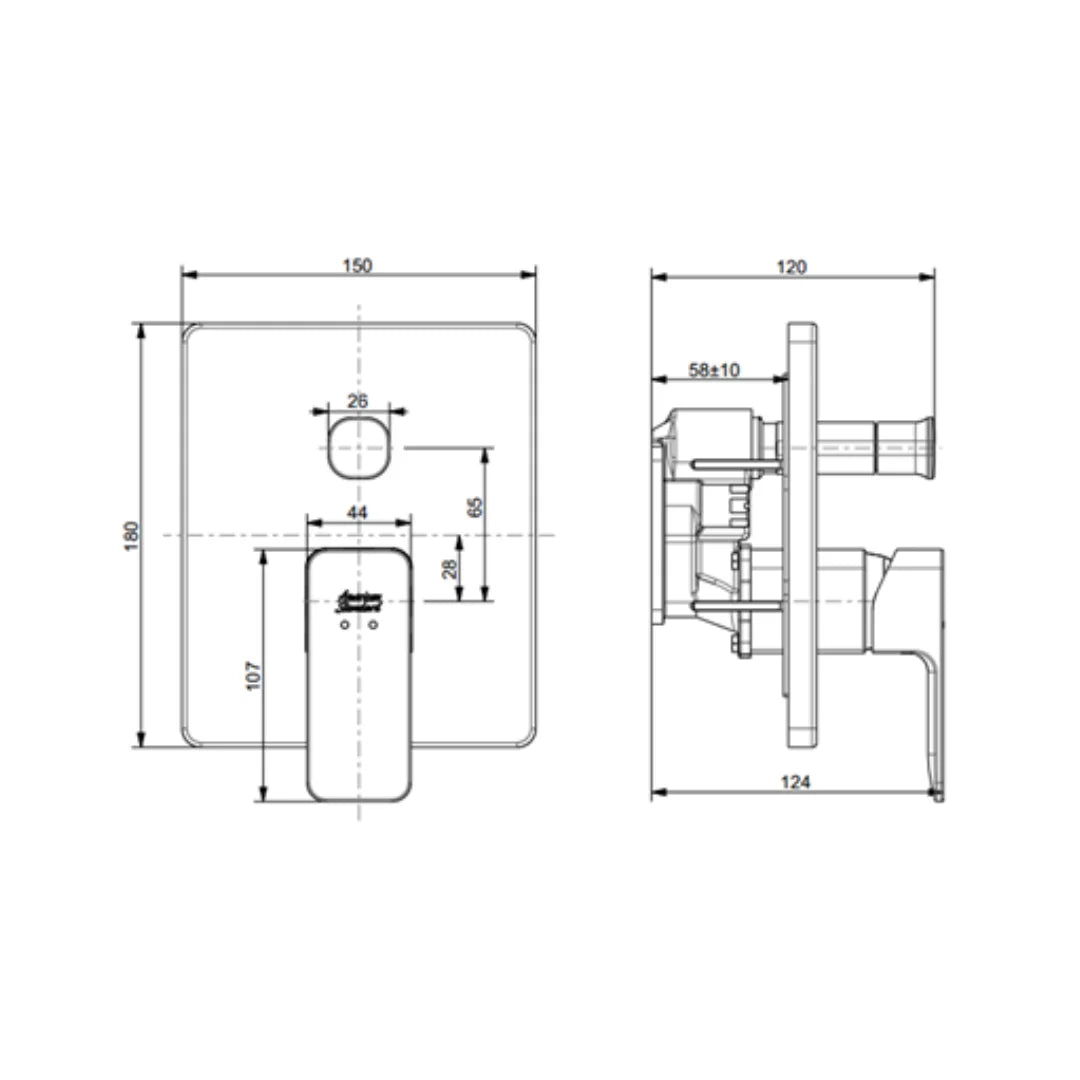 American Standard 2 Way Diverter Acacia E FFAS1321-608500BF0 - Chrome Finish