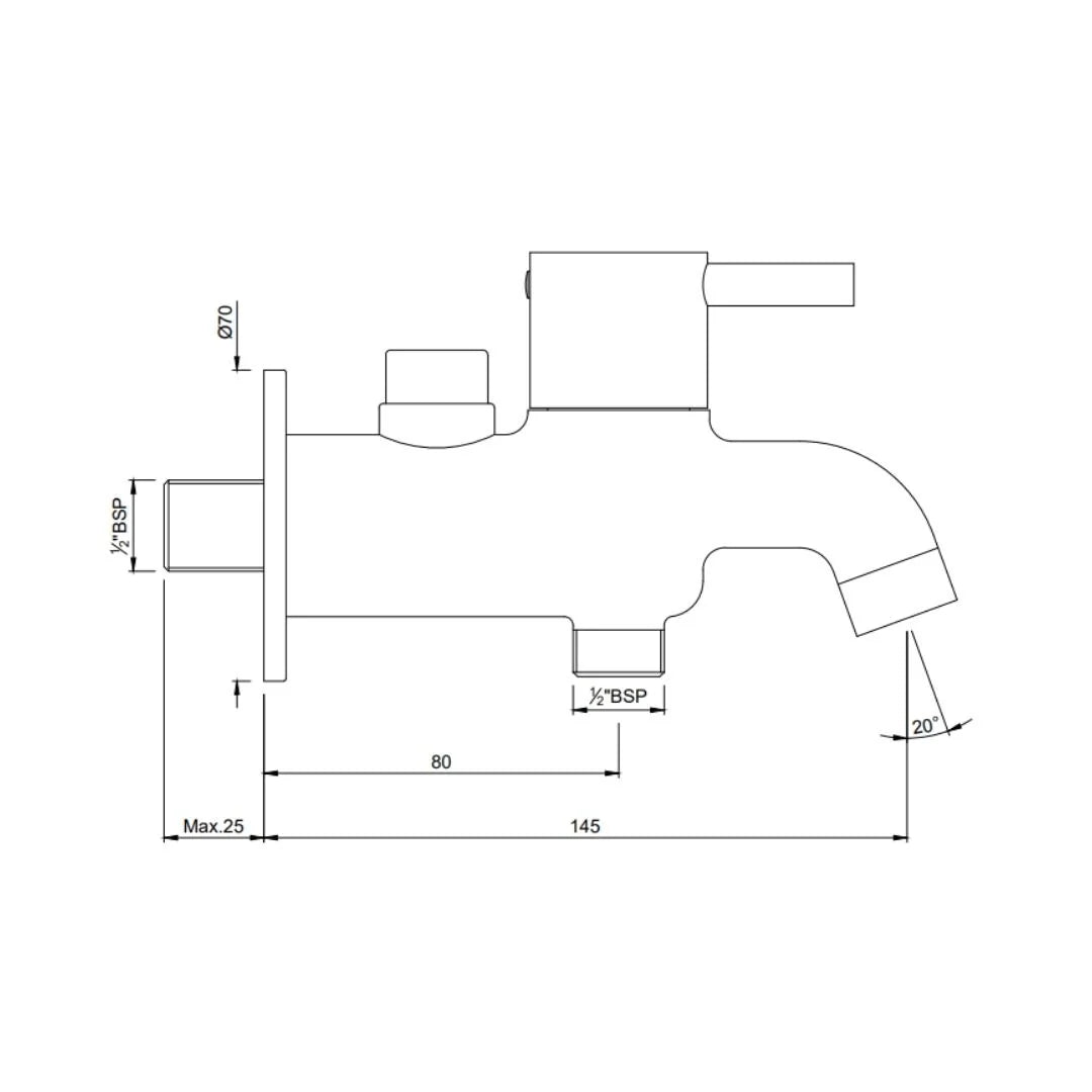 Jaquar WC Area 2 Way Bib Tap Florentine FLR-CHR-5041N - Chrome