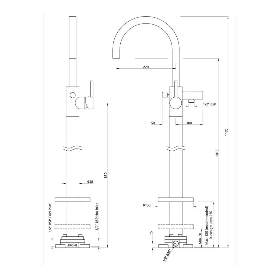 Jaquar 2 Way Bath Tub Filler Florentine FLR-CHR-5121K Normal Flow - Chrome Finish