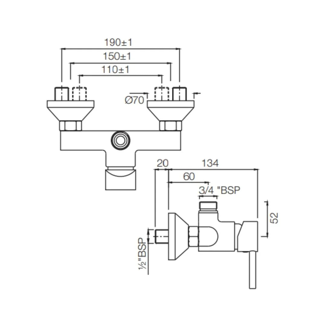 Jaquar 1 Way Wall Mixer Florentine FLR-CHR-5147 Normal Flow - Chrome Finish