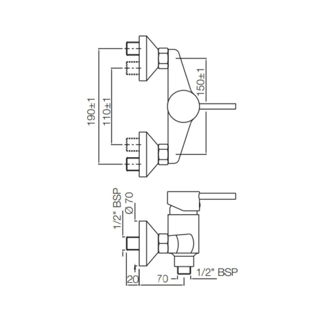 Jaquar 1 Way Wall Mixer Florentine FLR-CHR-5149 Normal Flow - Chrome Finish