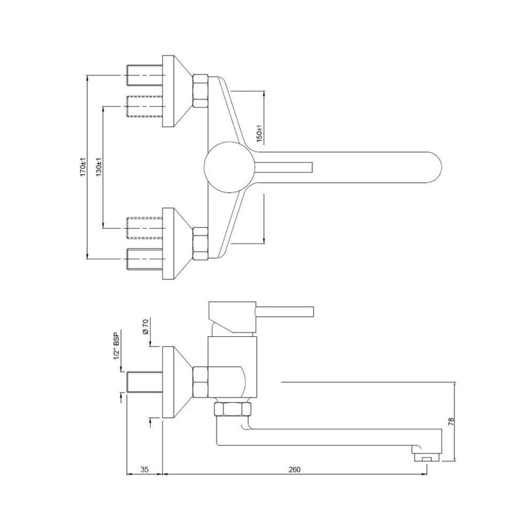 Jaquar Wall Mounted Regular Kitchen Sink Mixer Florentine FLR-5163 with Swinging Spout in Chrome Finish