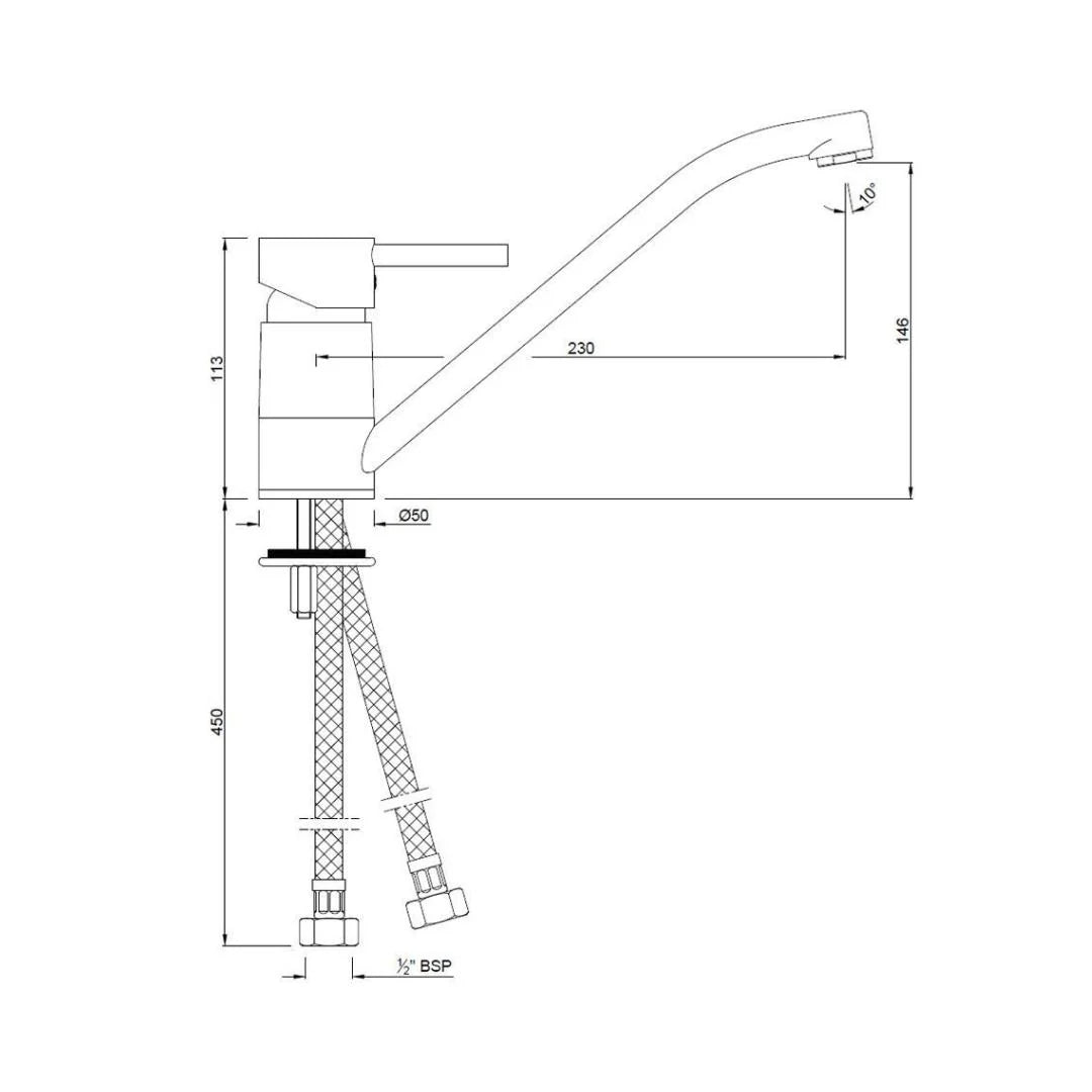 Jaquar Table Mounted Regular Kitchen Sink Mixer Florentine FLR-5173B with Swinging Spout in Chrome Finish