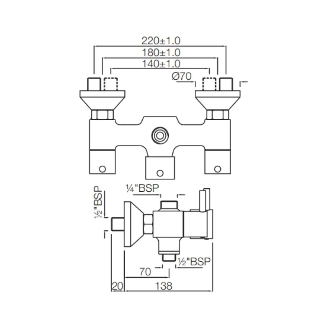 Jaquar 2 Way Wall Mixer Florentine FLR-CHR-5215N Normal Flow - Chrome Finish