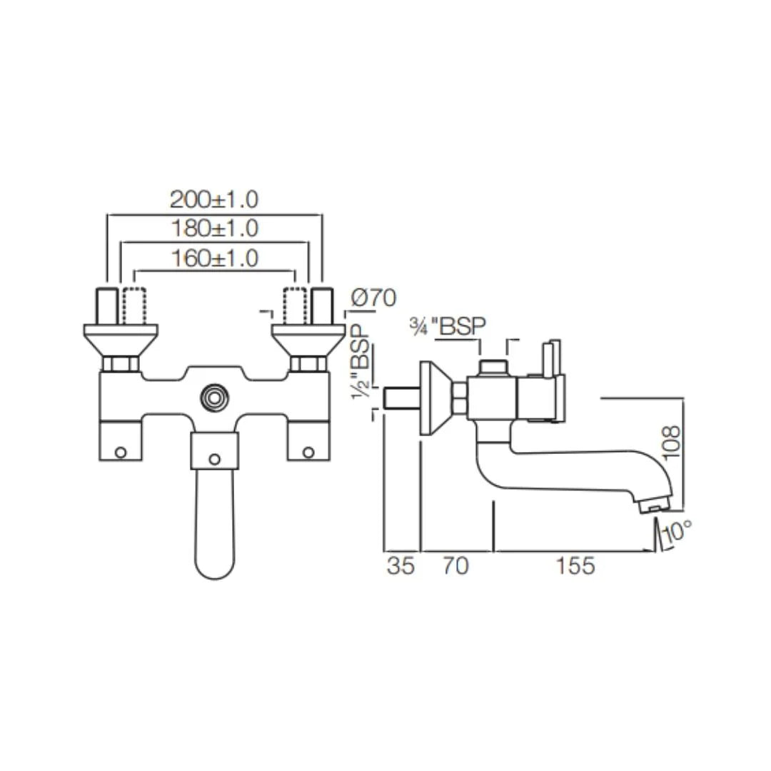 Jaquar 2 Way Wall Mixer Florentine FLR-CHR-5217N Normal Flow - Chrome Finish