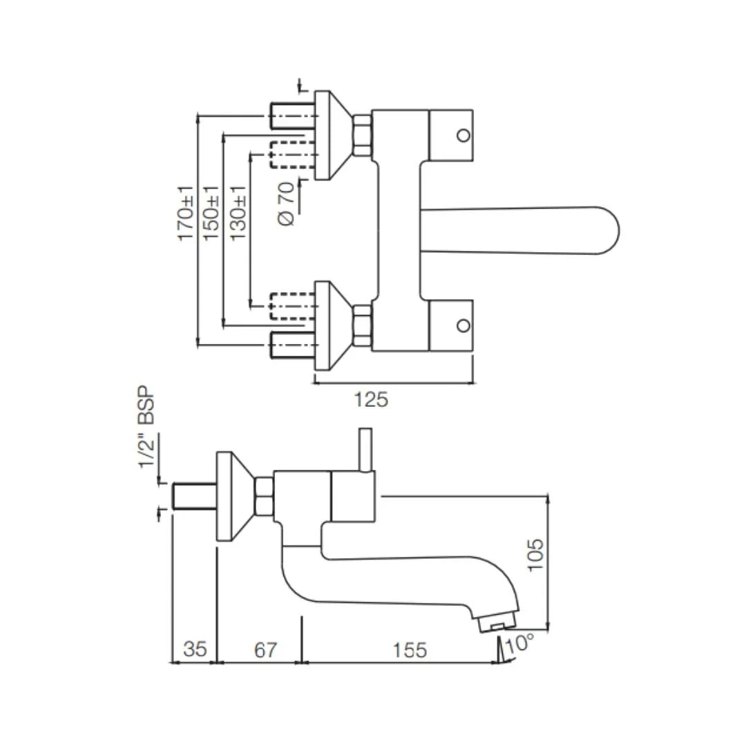 Jaquar 1 Way Wall Mixer Florentine FLR-CHR-5219N Normal Flow - Chrome Finish