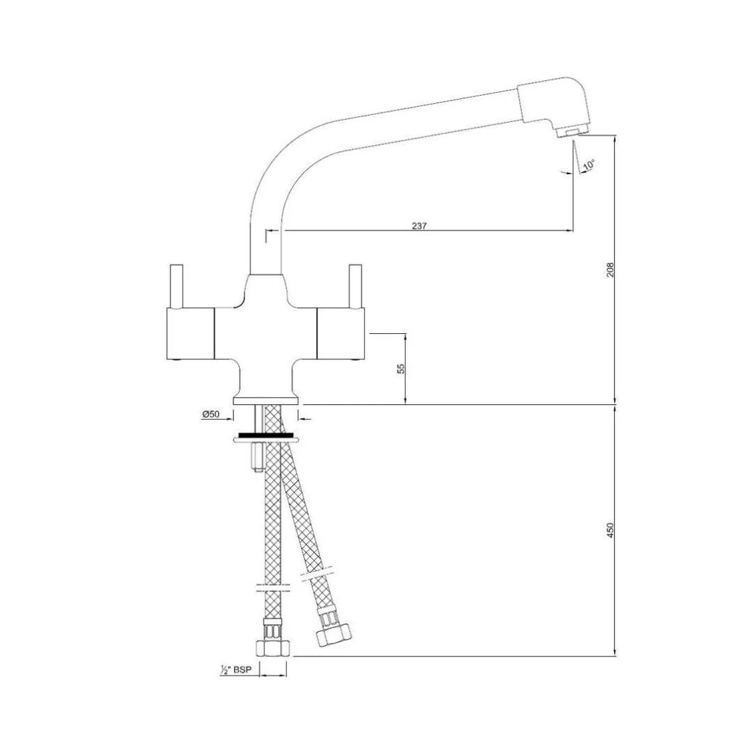 Jaquar Table Mounted Regular Kitchen Sink Mixer Florentine FLR-5319NB with Swinging Spout in Chrome Finish