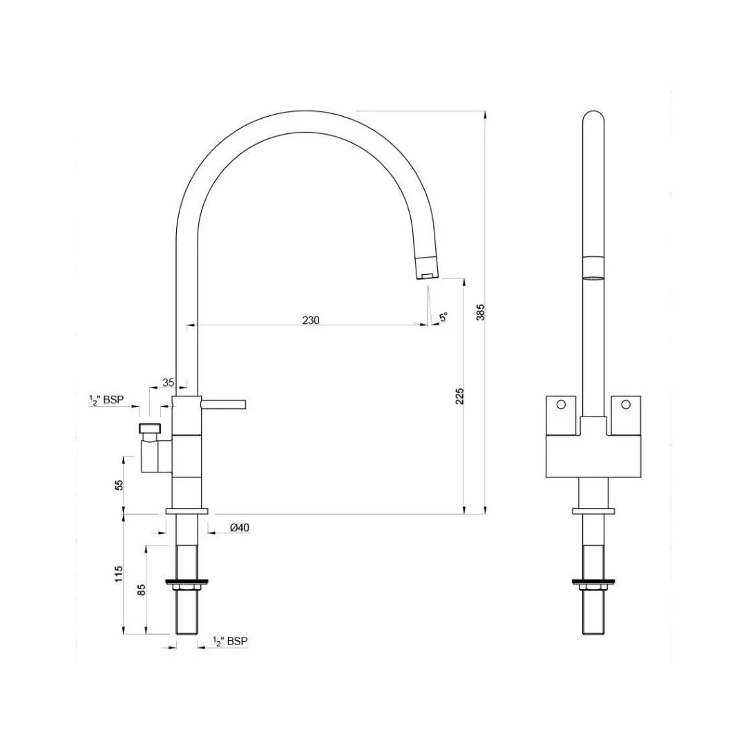 Jaquar Table Mounted Regular Kitchen Sink Tap Florentine FLR-5355N with Swinging Spout in Chrome Finish