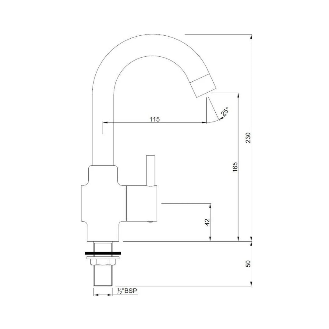 Jaquar Table Mounted Regular Kitchen Sink Tap Florentine FLR-5357N with Swinging Spout in Chrome Finish