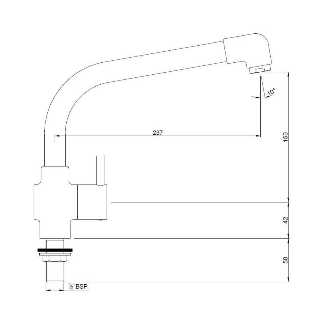 Jaquar Table Mounted Regular Kitchen Sink Tap Florentine FLR-5357SD with Swinging Spout in Chrome Finish