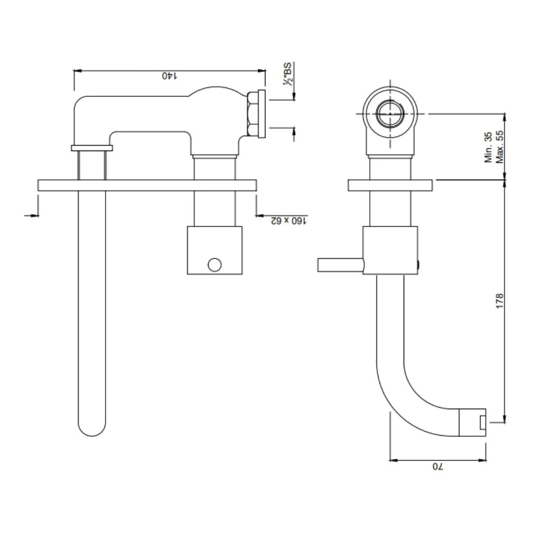 Jaquar Wall Mounted Basin Tap Florentine FLR-CHR-5441NK - Chrome