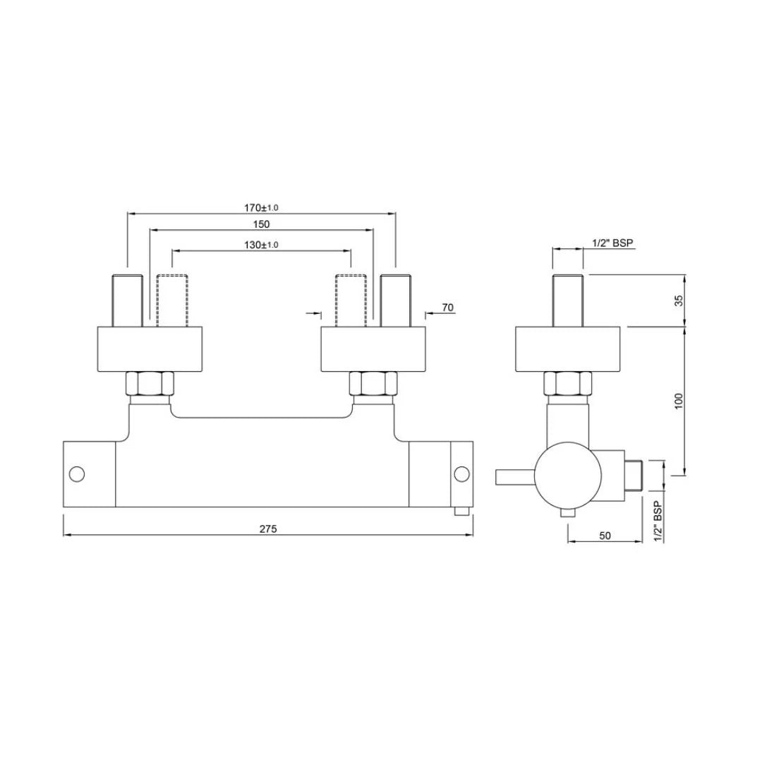 Jaquar 1 Way Thermostatic Mixer Florentine FLR-CHR-5655 Normal Flow - Chrome Finish