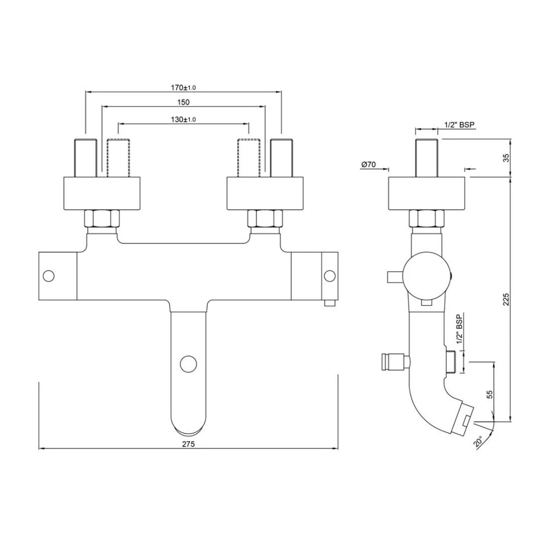 Jaquar 2 Way Thermostatic Mixer Florentine FLR-CHR-5657 Normal Flow - Chrome Finish