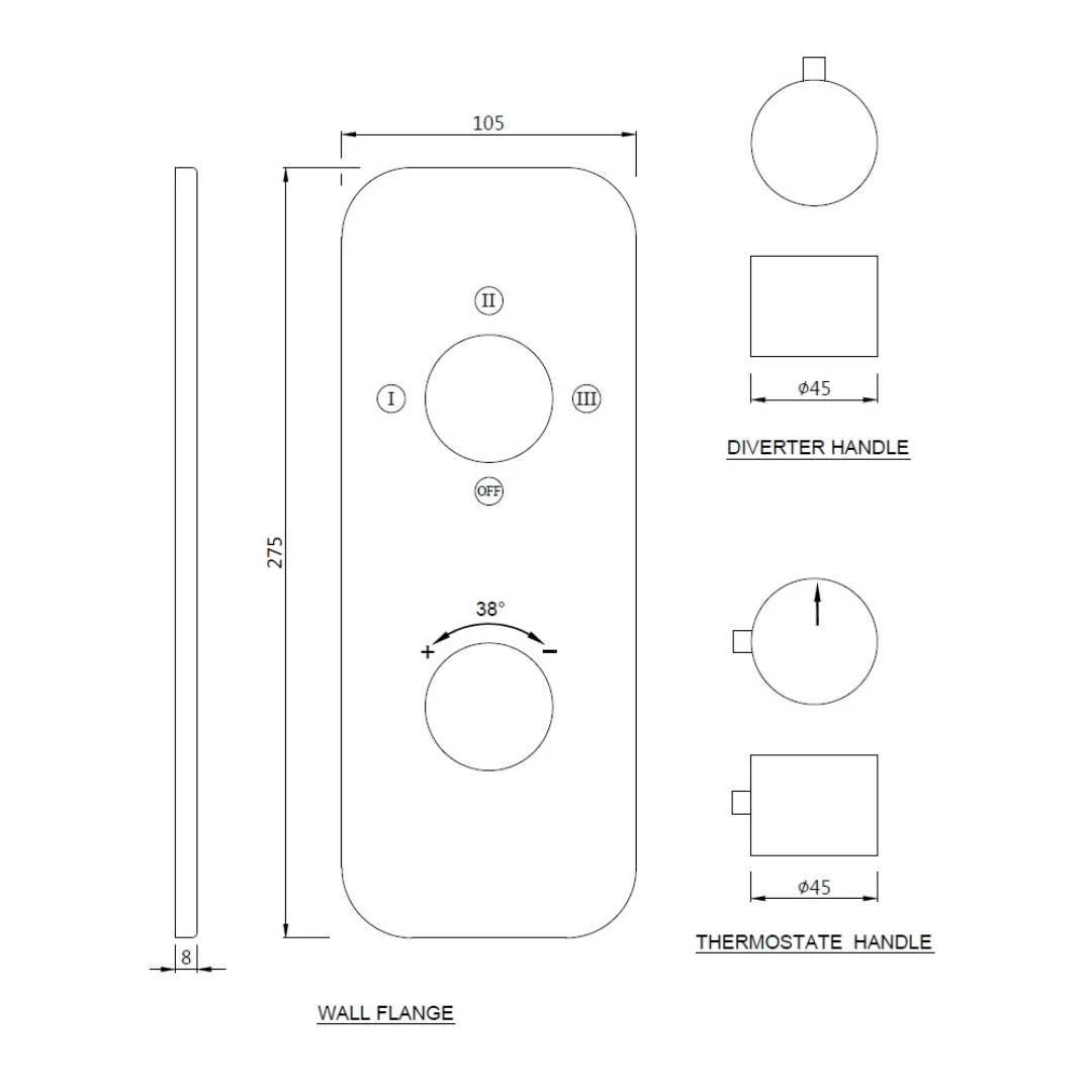 Jaquar 3 Way Thermostatic Diverter Florentine FLR-CHR-5683K Normal Flow - Chrome Finish