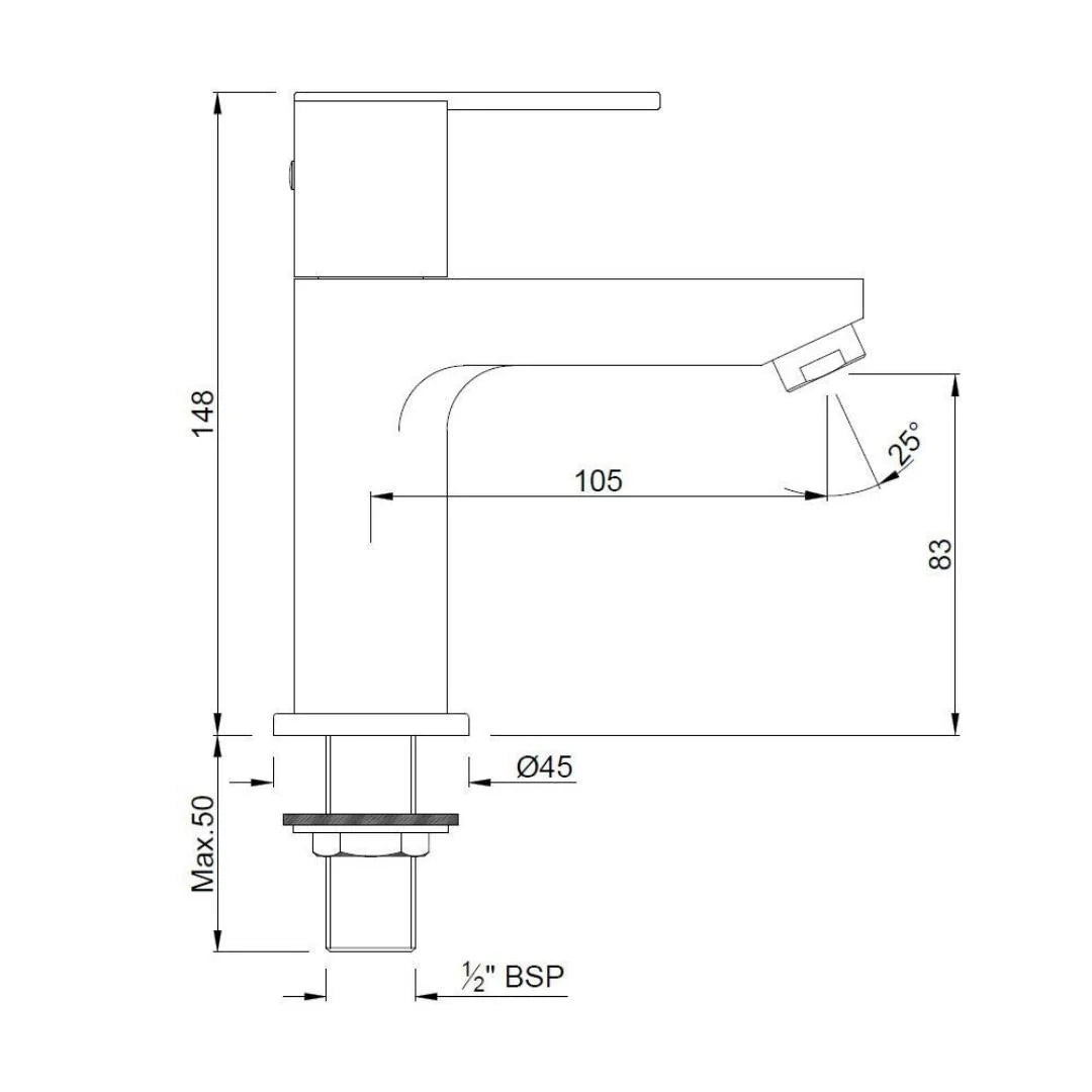 Jaquar Table Mounted Regular Basin Tap Fonte FON-CHR-40011 - Chrome