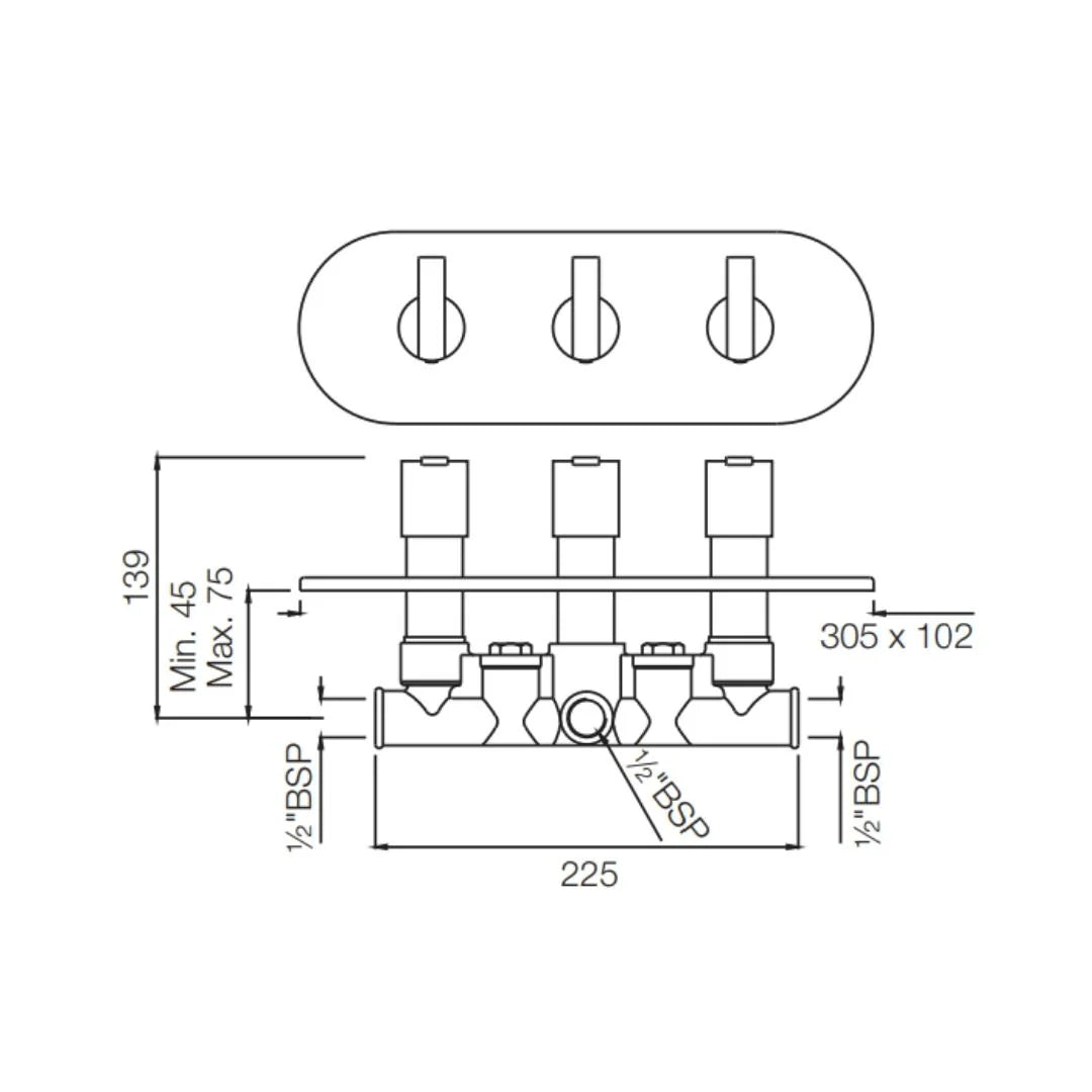 Jaquar 4 Way Diverter Fonte FON-CHR-40427 Normal Flow - Chrome Finish