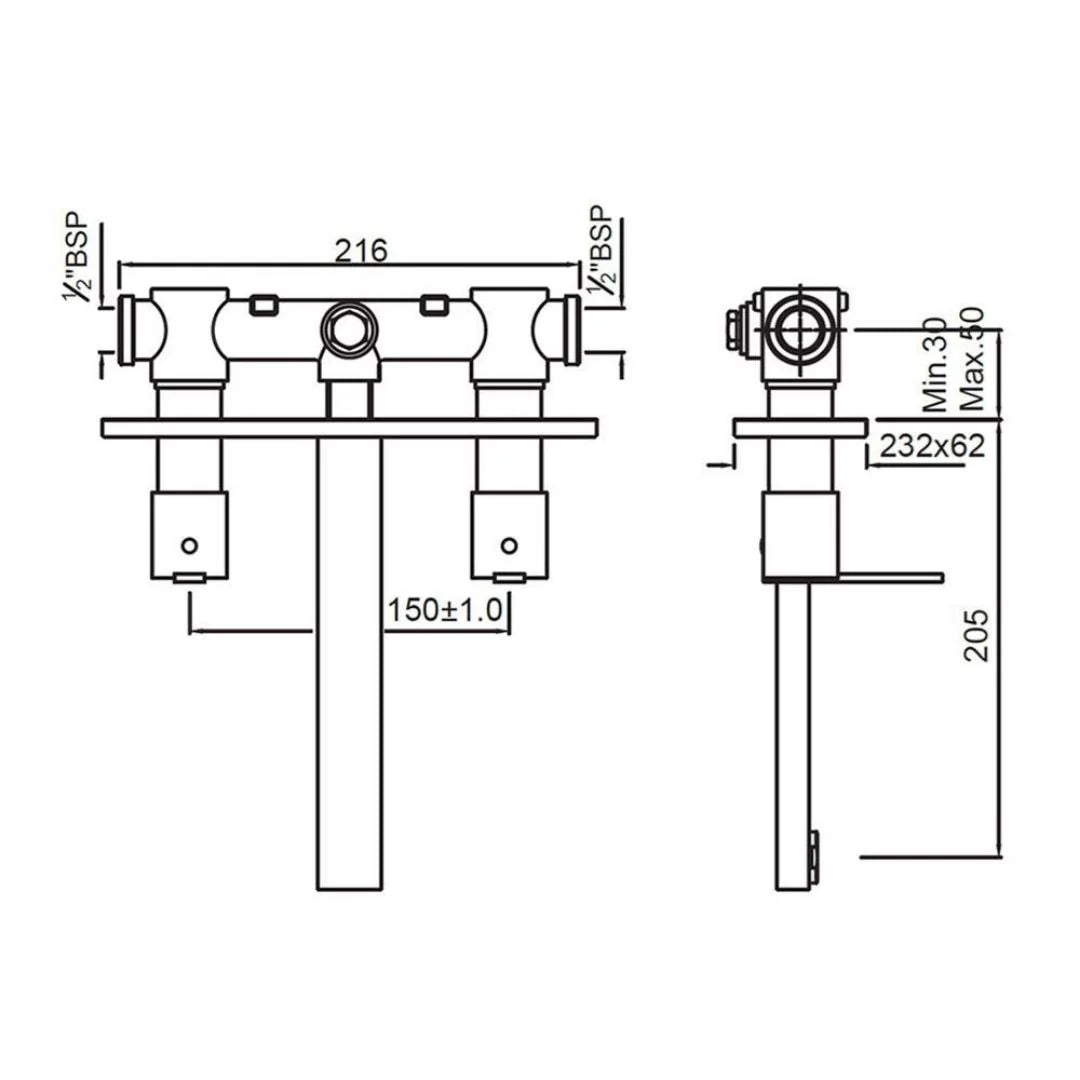 Jaquar Wall Mounted Basin Mixer Fonte FON-CHR-40433 - Chrome