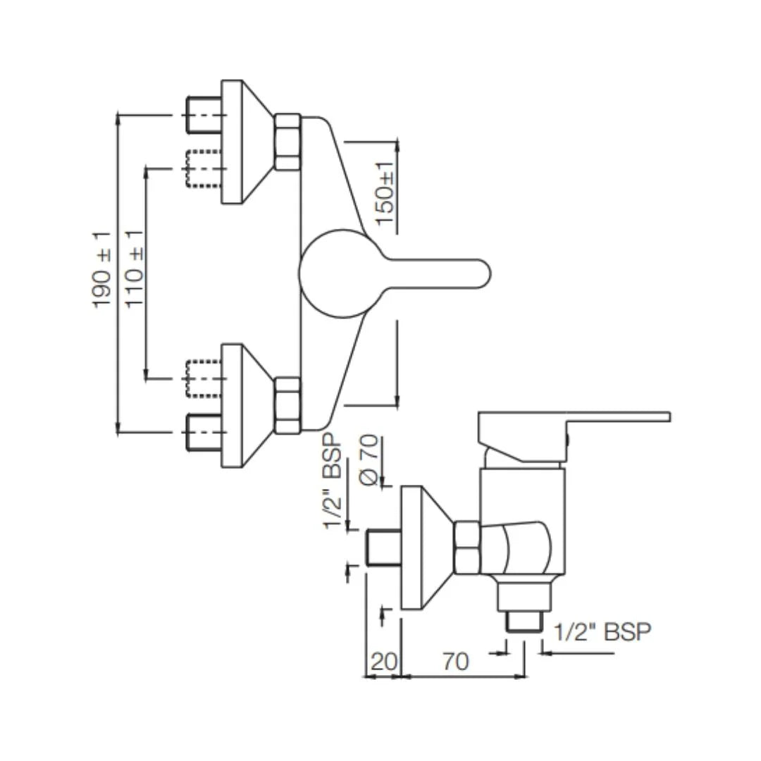 Jaquar 1 Way Wall Mixer Fusion FUS-CHR-29149 Normal Flow - Chrome Finish