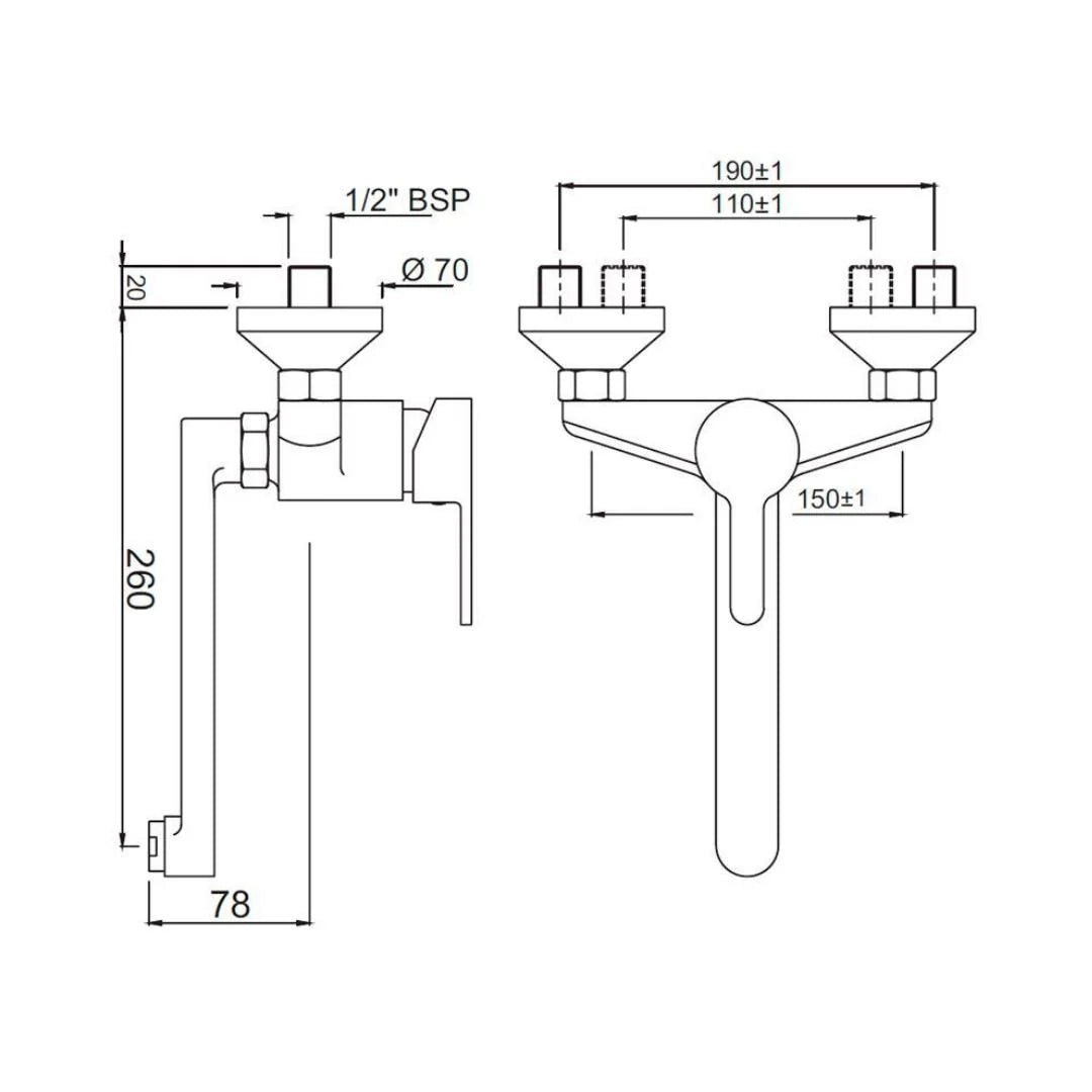 Jaquar Wall Mounted Regular Kitchen Sink Mixer Fusion FUS-29163 with Swinging Spout in Chrome Finish