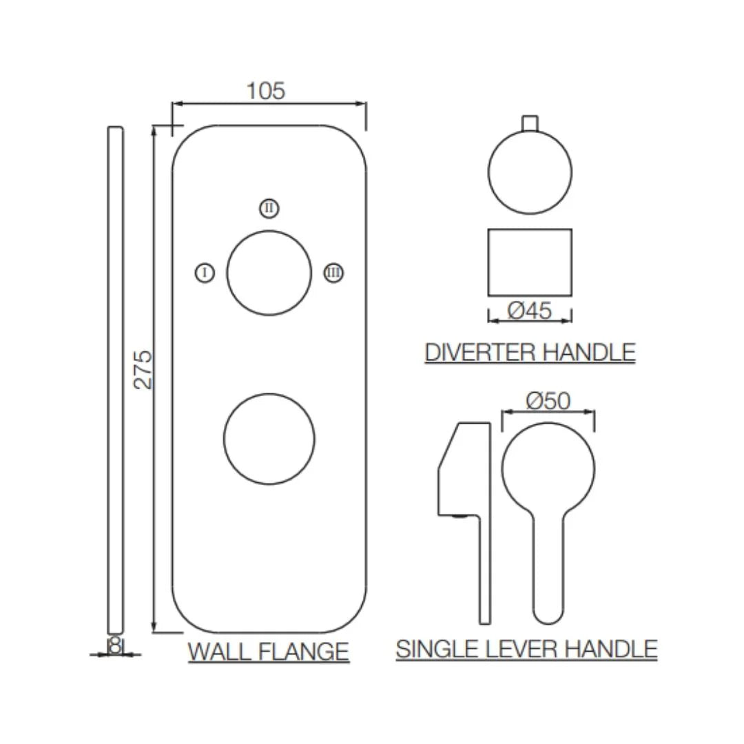Jaquar 3 Way Diverter Fusion FUS-CHR-29783NK Normal Flow - Chrome Finish