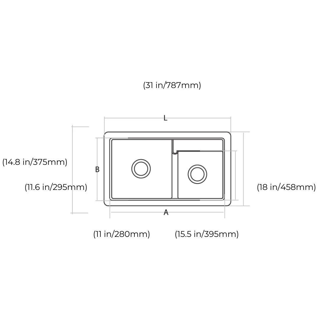 Hindware Quartz Sink Garnet GARNET 31 X 18 X 8.3 ( 31 x 18 inches ) - Black